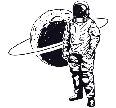 Design of astronaut with planet bedroom sticker - TenStickers