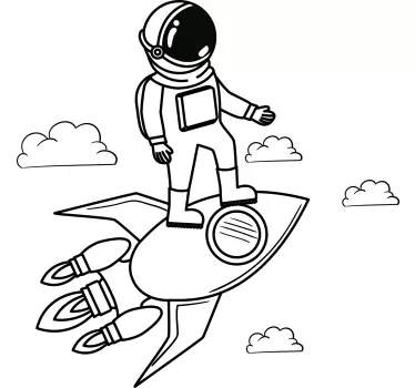 Rocket astronaut and stars  space decal - TenStickers