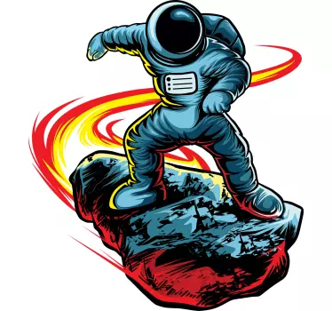 Astronaut with meteor wallpaper sticker - TenStickers
