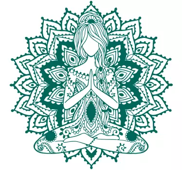 Mandala with meditating woman abstract decal - TenStickers