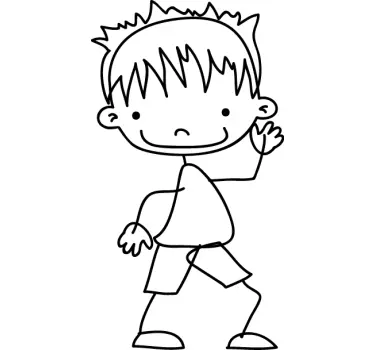 Boy Waving Decorative Sticker - TenStickers