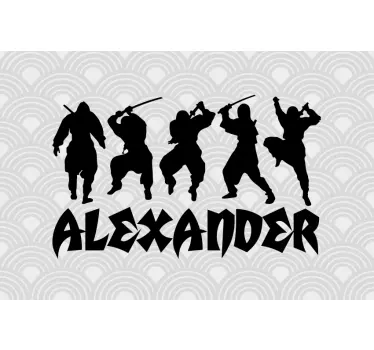 Ninja action silhouettes laptop skin - TenStickers