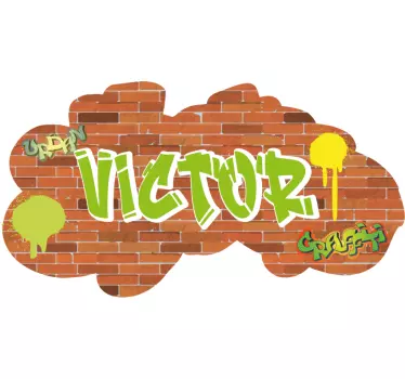 Brick wall with graffitti name  custom sticker - TenStickers