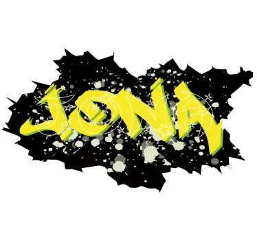 Yellow graffitti name with black background custom decal - TenStickers