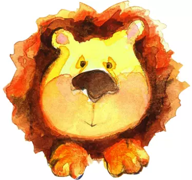 Kids Watercolour Lion Wall Sticker - TenStickers