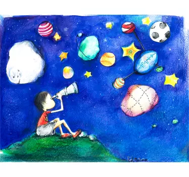 Kids Starry Sky Illustration Wall Mural - TenStickers