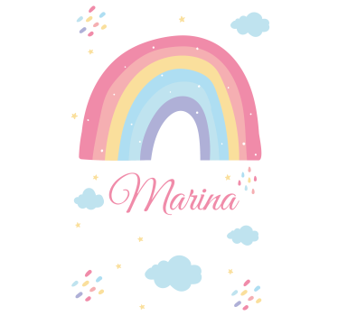 Cute rainbow and cloud in pastel  window decal - TenStickers