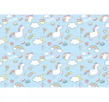 Cute unicorns and rainbows with colors decals for furniture - TenStickers