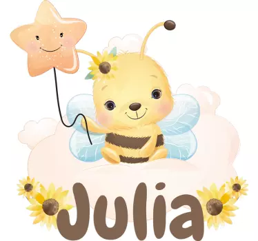 Charming bee design illustration sticker - TenStickers