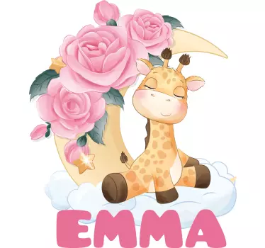 Giraffe with Flowers wall stickers for kid - TenStickers