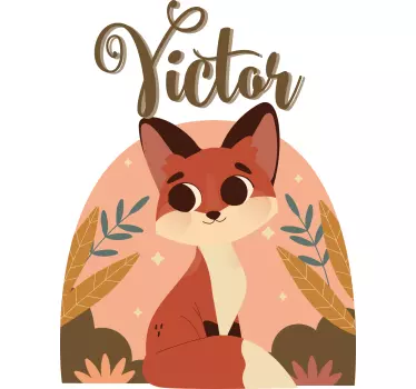 Cute fox for boy with name baby wall decal - TenStickers