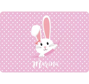Laptop skin white bunny with name - TenStickers