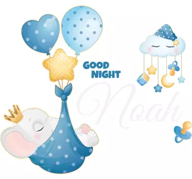 Nursery wall sticker sleepy elephant balloons - TenStickers