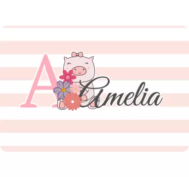 Laptop skin featuring personalized baby girl pig - TenStickers