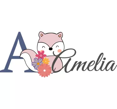 Wall stickers for kid baby fox with name - TenStickers