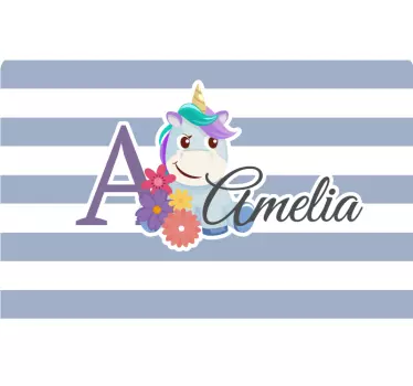 Cute animals unicorn with name laptop stickers - TenStickers