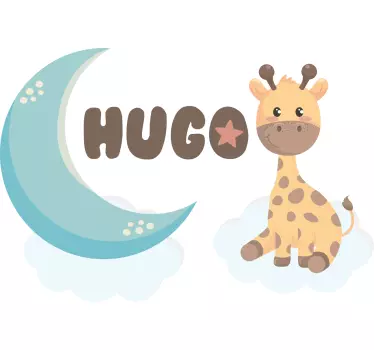 Giraffe and moon illustration sticker - TenStickers