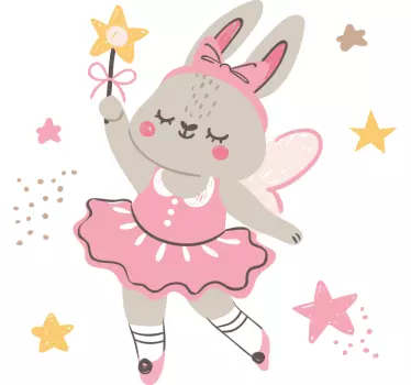 Ballet dancing rabbit illustration sticker - TenStickers