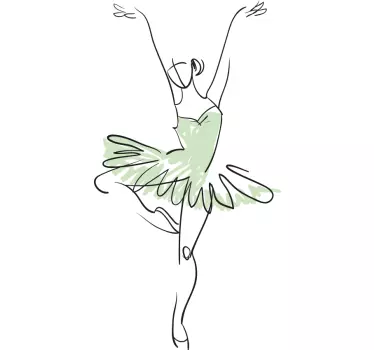 Ballerina in pose line art illustration wall art - TenStickers