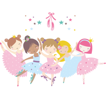 Ballet stars colorful illustration fairy tale wall decal - TenStickers