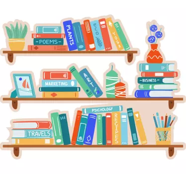 Colorful Bookshelf Arrangement object sticker - TenStickers