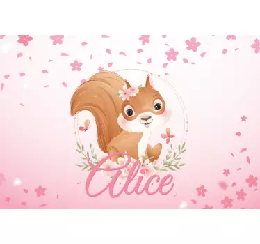 Laptop skin floral squirrel with name - TenStickers
