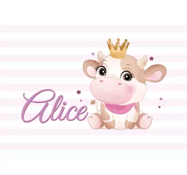 Laptop skin adorable cow with name - TenStickers