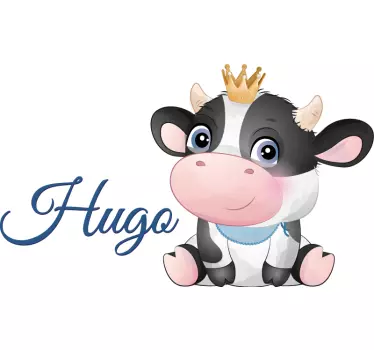 Cute sitting cow wall sticker - TenStickers