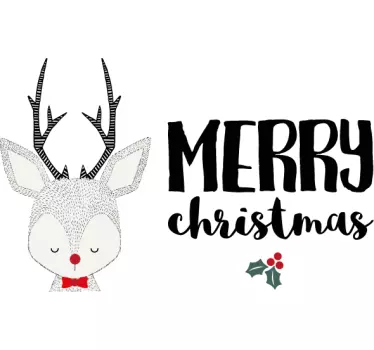 Christmas sticker reindeer holiday greeting - TenStickers