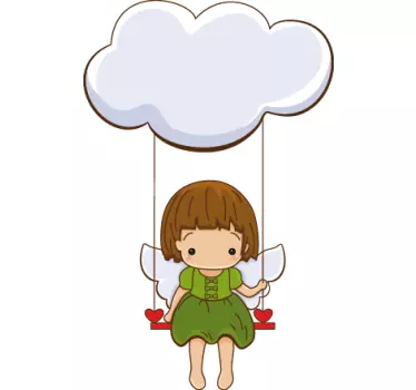 Little angel swinging on cloud kids fairy wall sticker - TenStickers