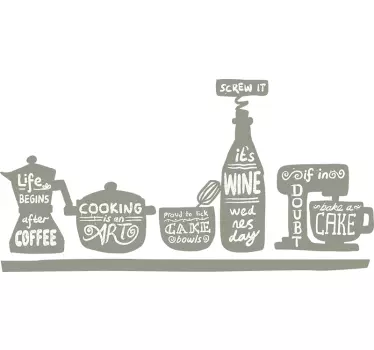Evergreen fog color kitchen shelf cutlery sticker - TenStickers
