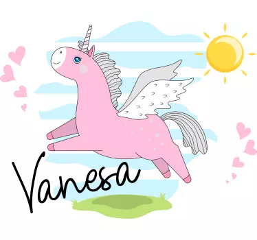 Unicorn with gray hair surrounded by a wreath custom sticker - TenStickers