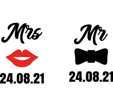 Mr and Mrs wedding design  bridal decal - TenStickers