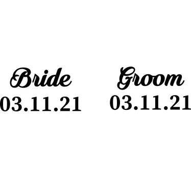 Bride Groom personalised date bridal sticker - TenStickers
