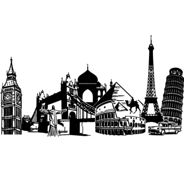 World Monuments Collage Wall Sticker - TenStickers