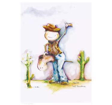 Cowboy character illustration sticker - TenStickers