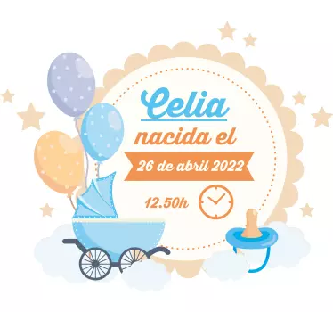 Wall stickers for kid with baby birth details - TenStickers