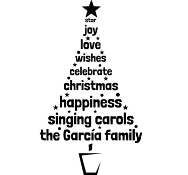Customised Christmas Tree Text Sticker - TenStickers