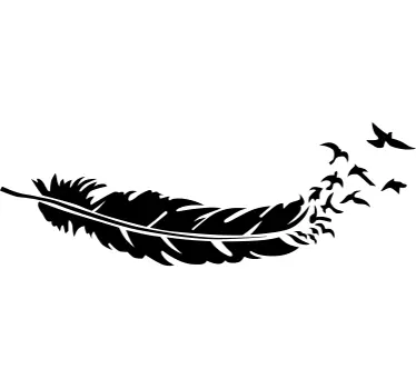 Feather with Little Birds Wall Sticker - TenStickers