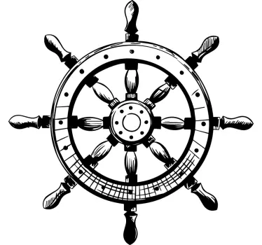 Ship Helm Illustration Sticker - TenStickers