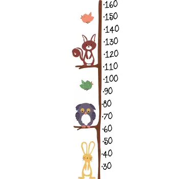 Owl and rabbit height chart wall decal - TenStickers