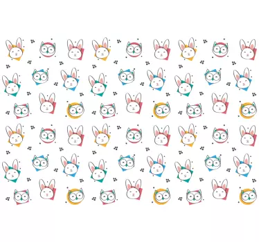 Owl rabbit pattern wild animal sticker - TenStickers