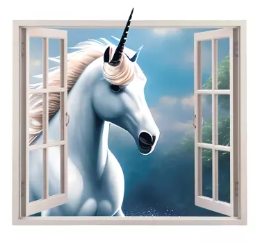 Unicorn window 3D sticker - TenStickers