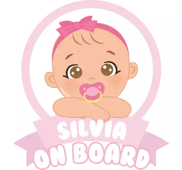 Customised girl name baby on board sticker - TenStickers