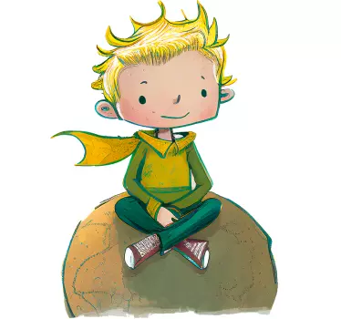 Child sitting planet cartoon wall sticker - TenStickers