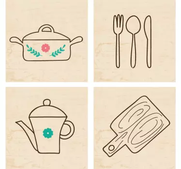 Kitchen Items Border Sticker - TenStickers