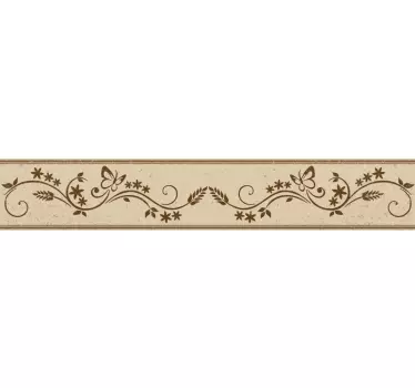 Floral Border with Butterflies Sticker - TenStickers