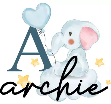 Bubble Elephat Initial wild animal decal - TenStickers