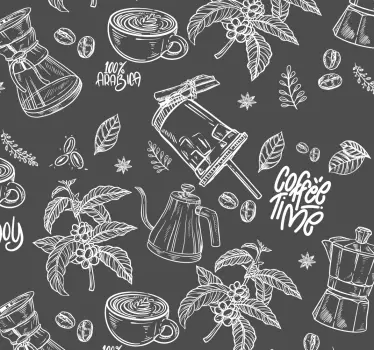 Drawn coffee elements appliance stickers - TenStickers