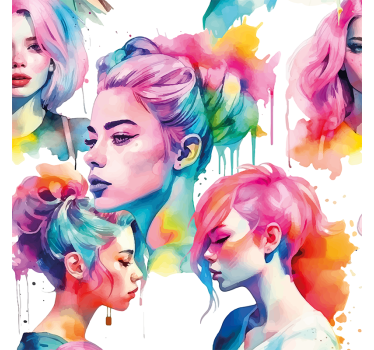 watercolor woman furniture decal  3600 - TenStickers